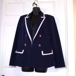Tommy Hilfiger Navy & Tan Blazer Jacket Size Medium